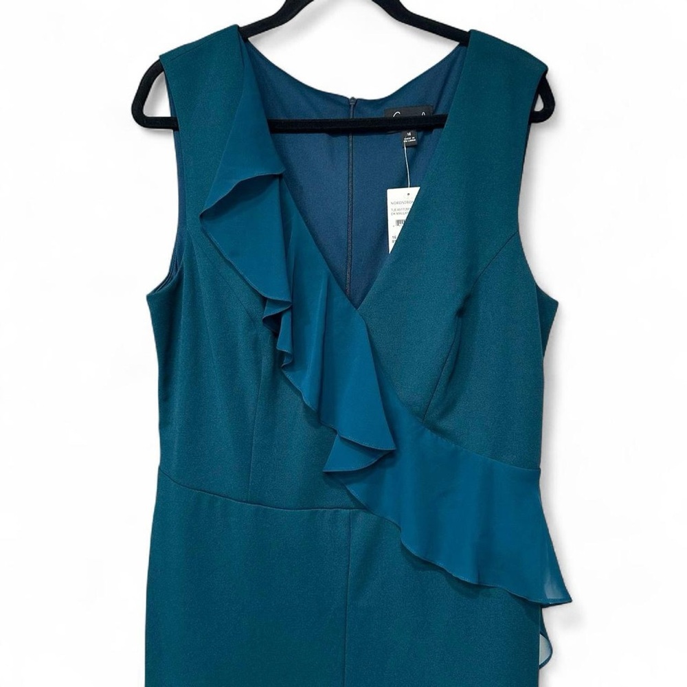 Connected Apparel Teal Ruffle Jumpsuit - Picture 10 of 10